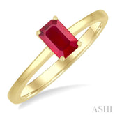 6x4 MM Octagon Shape Ruby Precious Solitaire Ring in 14K Yellow Gold