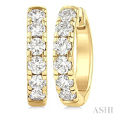 1 1/2 Ctw Round Cut Diamond Hoop Earrings in 14K Yellow Gold
