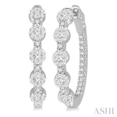 1 Ctw Circular Five Mount Lovebright Round Cut Diamond Hoop Earrings in 14K White Gold