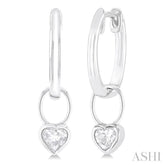 1/3 Ctw Bezel Set Heart Cut Diamond Huggie Earrings in 10K White Gold