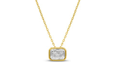 Bezel Baguette CZ/ April Birthstone/ Gold plated Necklace