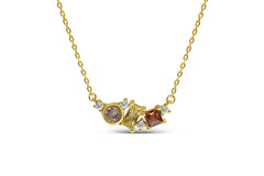 Colorful Clusters - Pink / Red / Gold Necklace