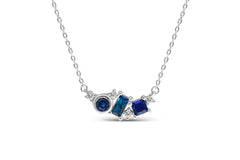Colorful Clusters - Aqua / Blue / Silver Necklace