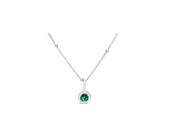 Emerald CZ May Birthstone/ Silver Necklace