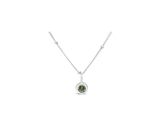 Peridot CZ August Birthstone/ Silver Necklace