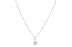 Charm & Chain Necklace Pavé Disk - Silver