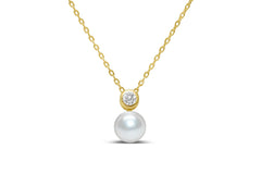 Pearl Bezel CZ Necklace - Gold plated