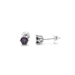 6 Prong CZ - Amethyst Studs/ Silver