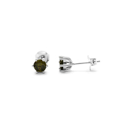 6 Prong CZ - Peridot earring/ Silver