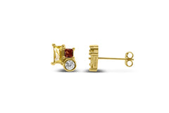 Colorful Clusters - CZ / Citrine / Gold Earring