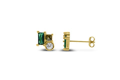 Colorful Clusters - Clear CZ/ Emerald/ Peridot/ Gold plated/ Earring