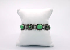 Sterling Silver and Synthetic Green Alabaster Bracelet