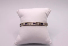 Antique Estate 1920's R.F. Simmons Sterling Silver and Purple Stone Bracelet