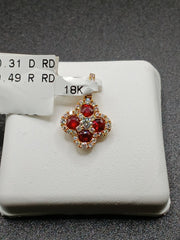 18k Y Gold Ruby and Diamond Pendant