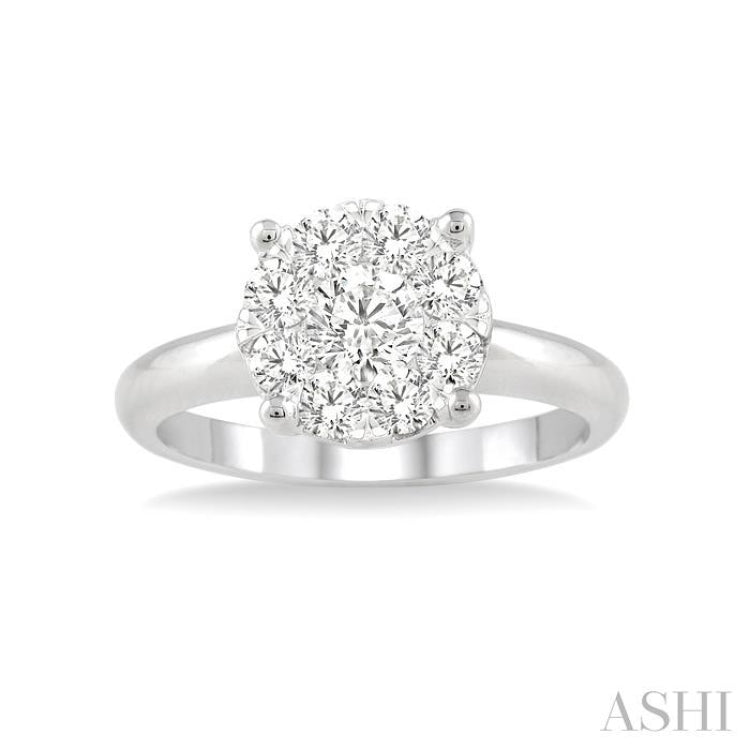 1/4 Ctw Lovebright Round Cut Diamond Bridal Ring in 14K White Gold