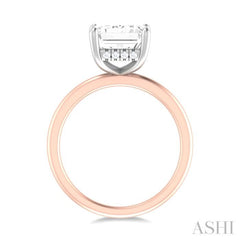 1/10 ctw Emerald Shape Round Cut Diamond Semi Mount Engagement Ring in 14K Rose and White Gold