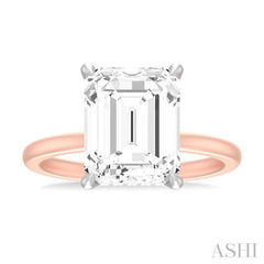 1/10 ctw Emerald Shape Round Cut Diamond Semi Mount Engagement Ring in 14K Rose and White Gold