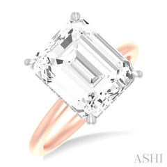 1/8 ctw Emerald Shape Round Cut Diamond Semi Mount Engagement Ring in 14K Rose and White Gold