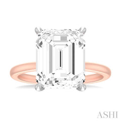 1/8 ctw Emerald Shape Round Cut Diamond Semi Mount Engagement Ring in 14K Rose and White Gold