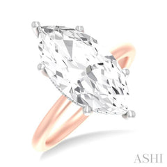 1/8 ctw Marquise Shape Round Cut Diamond Semi Mount Engagement Ring in 14K Rose and White Gold