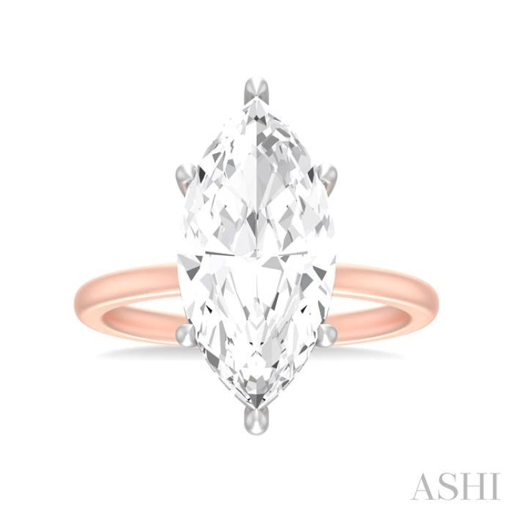 1/8 ctw Marquise Shape Round Cut Diamond Semi Mount Engagement Ring in 14K Rose and White Gold