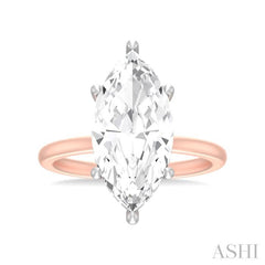 1/8 ctw Marquise Shape Round Cut Diamond Semi Mount Engagement Ring in 14K Rose and White Gold