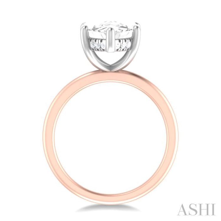 1/8 ctw Marquise Shape Round Cut Diamond Semi Mount Engagement Ring in 14K Rose and White Gold