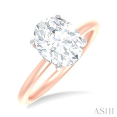 1/10 ctw Oval Shape Round Cut Diamond Semi Mount Engagement Ring in 14K Rose and White Gold