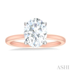 1/10 ctw Oval Shape Round Cut Diamond Semi Mount Engagement Ring in 14K Rose and White Gold
