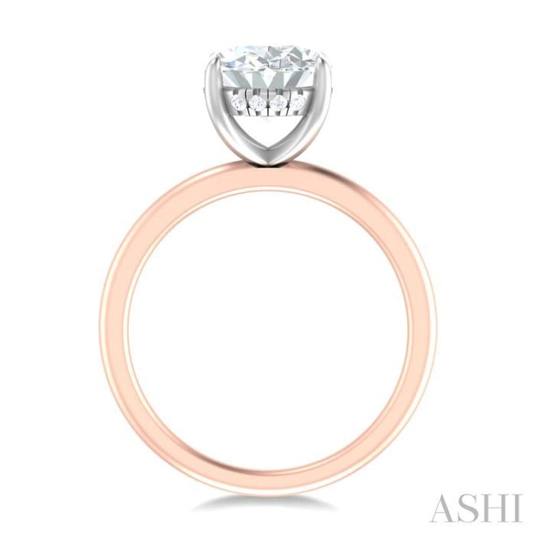 1/10 ctw Oval Shape Round Cut Diamond Semi Mount Engagement Ring in 14K Rose and White Gold