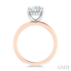 1/10 ctw Oval Shape Round Cut Diamond Semi Mount Engagement Ring in 14K Rose and White Gold