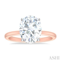 1/8 ctw Oval Shape Round Cut Diamond Semi Mount Engagement Ring in 14K Rose and White Gold