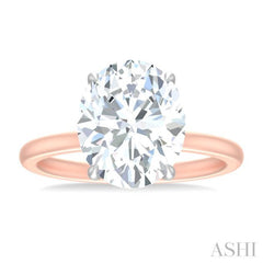 1/8 ctw Oval Shape Round Cut Diamond Semi Mount Engagement Ring in 14K Rose and White Gold