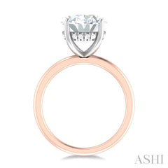 1/8 ctw Oval Shape Round Cut Diamond Semi Mount Engagement Ring in 14K Rose and White Gold