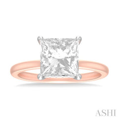 1/10 ctw Emerald Shape Round Cut Diamond Semi Mount Engagement Ring in 14K Rose and White Gold