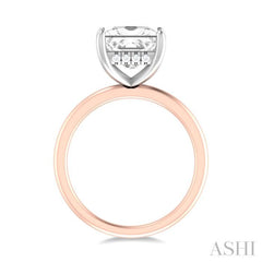 1/10 ctw Emerald Shape Round Cut Diamond Semi Mount Engagement Ring in 14K Rose and White Gold