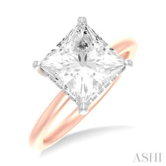 1/10 ctw Emerald Shape Round Cut Diamond Semi Mount Engagement Ring in 14K Rose and White Gold