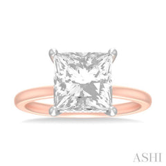 1/10 ctw Emerald Shape Round Cut Diamond Semi Mount Engagement Ring in 14K Rose and White Gold
