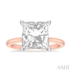 1/8 ctw Emerald Shape Round Cut Diamond Semi Mount Engagement Ring in 14K Rose and White Gold