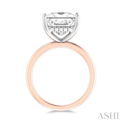 1/8 ctw Emerald Shape Round Cut Diamond Semi Mount Engagement Ring in 14K Rose and White Gold