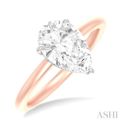 1/10 ctw Pear Shape Round Cut Diamond Semi Mount Engagement Ring in 14K Rose and White Gold