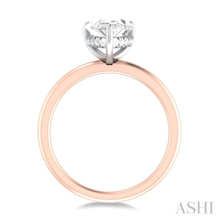 1/10 ctw Pear Shape Round Cut Diamond Semi Mount Engagement Ring in 14K Rose and White Gold
