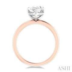 1/10 ctw Pear Shape Round Cut Diamond Semi Mount Engagement Ring in 14K Rose and White Gold