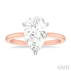 1/10 ctw Pear Shape Round Cut Diamond Semi Mount Engagement Ring in 14K Rose and White Gold