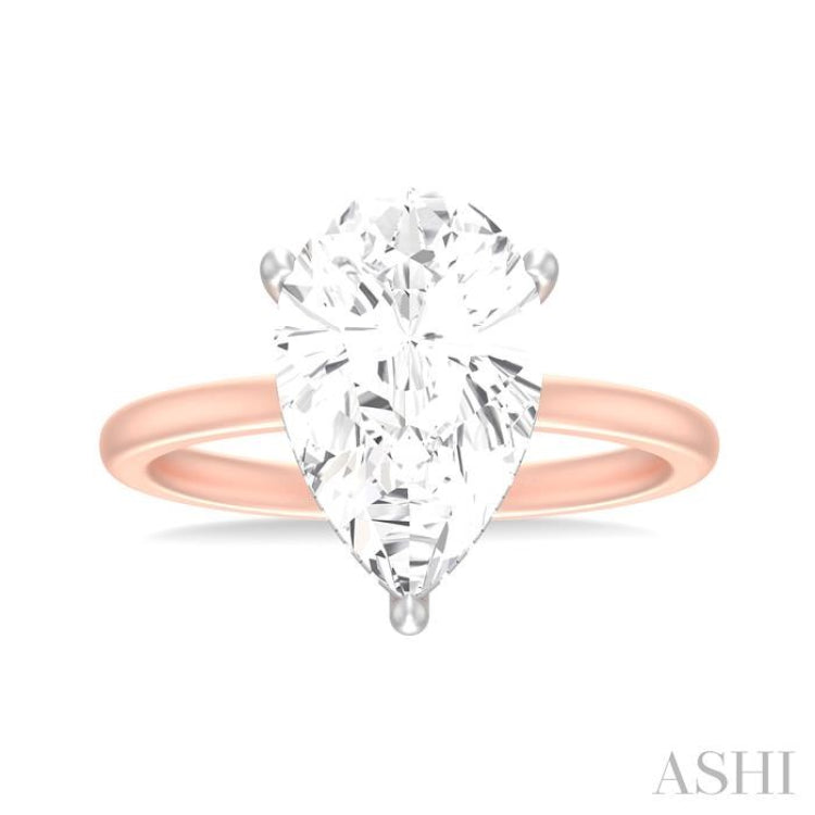 1/8 ctw Pear Shape Round Cut Diamond Semi Mount Engagement Ring in 14K Rose and White Gold