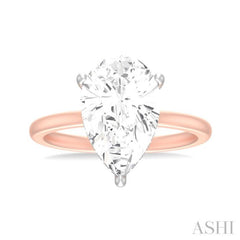 1/8 ctw Pear Shape Round Cut Diamond Semi Mount Engagement Ring in 14K Rose and White Gold