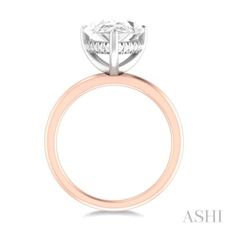 1/8 ctw Pear Shape Round Cut Diamond Semi Mount Engagement Ring in 14K Rose and White Gold