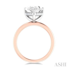 1/8 ctw Pear Shape Round Cut Diamond Semi Mount Engagement Ring in 14K Rose and White Gold