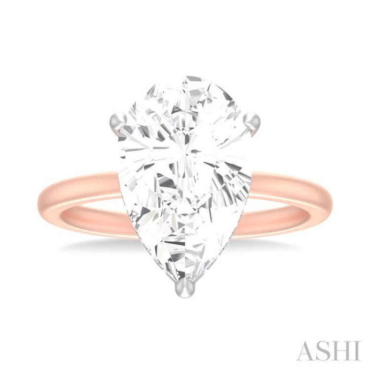 1/8 ctw Pear Shape Round Cut Diamond Semi Mount Engagement Ring in 14K Rose and White Gold