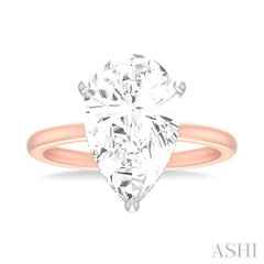1/8 ctw Pear Shape Round Cut Diamond Semi Mount Engagement Ring in 14K Rose and White Gold